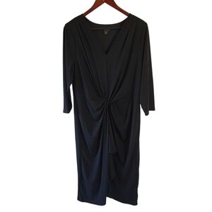 Thalia Sodi Black Twisted Front Shift Dress XL 3/4 Sleeve Office Evening Career